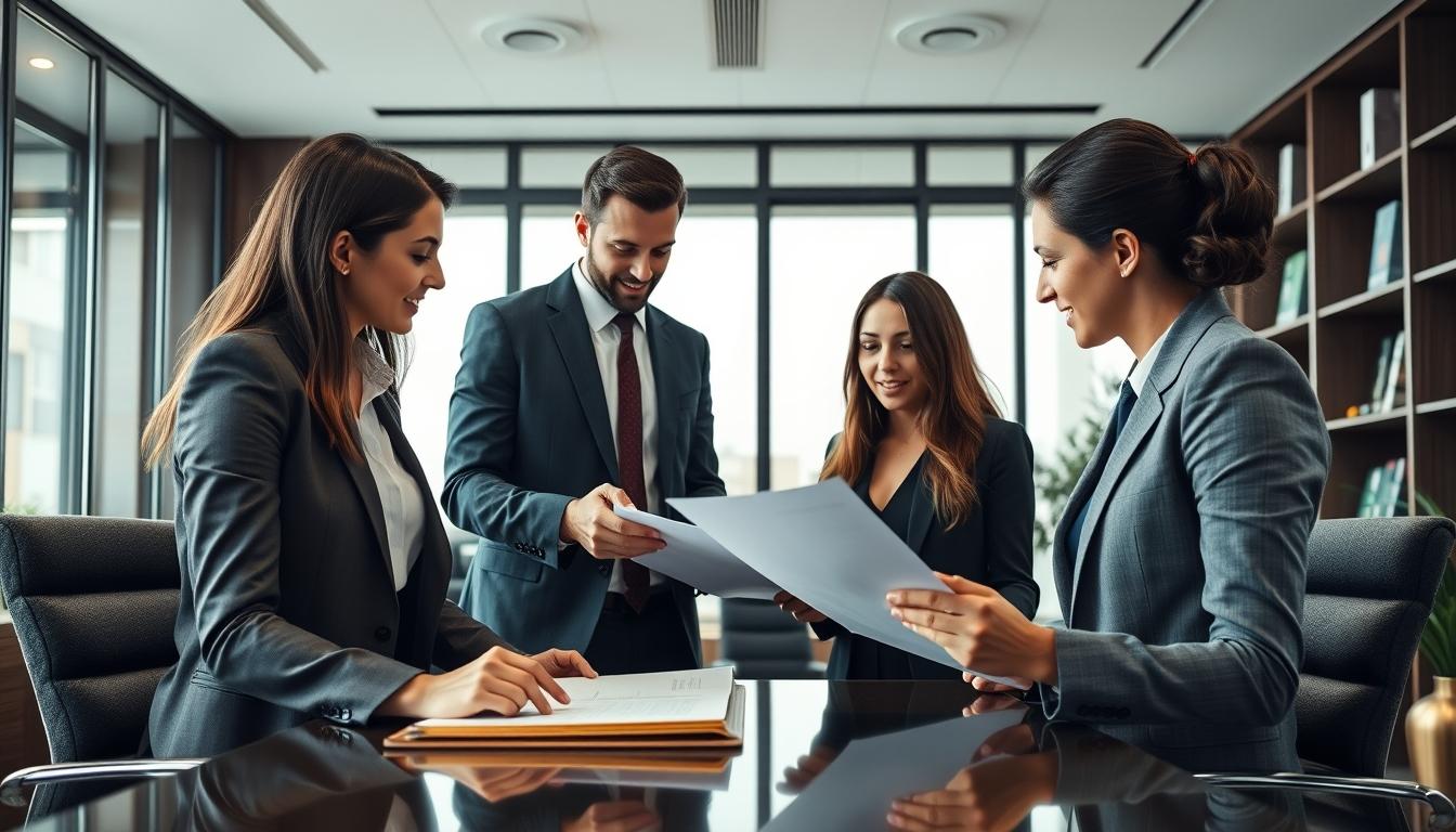 Family reviewing legal documents